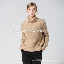 Italian trendy women sweater pullover puffy cotton acrylic girls turtleneck knitwear